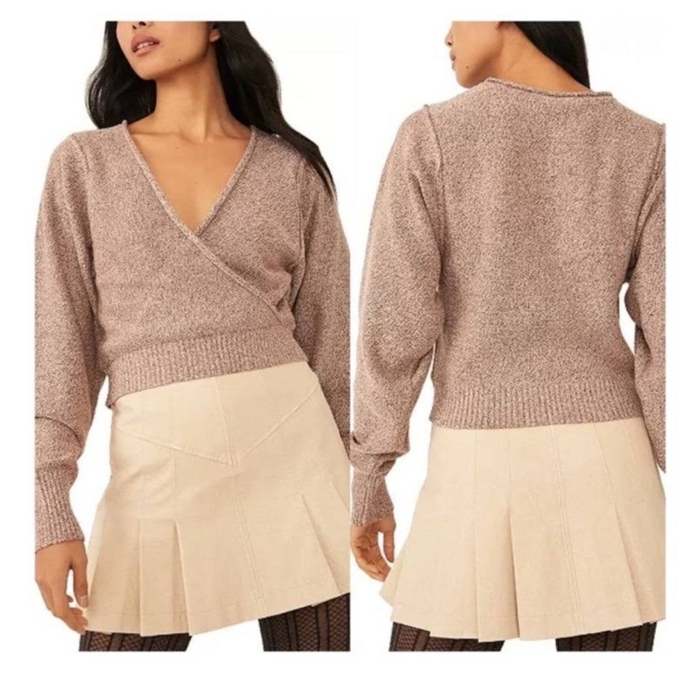 NWT Free People Going For Gold V-Neck Sweater